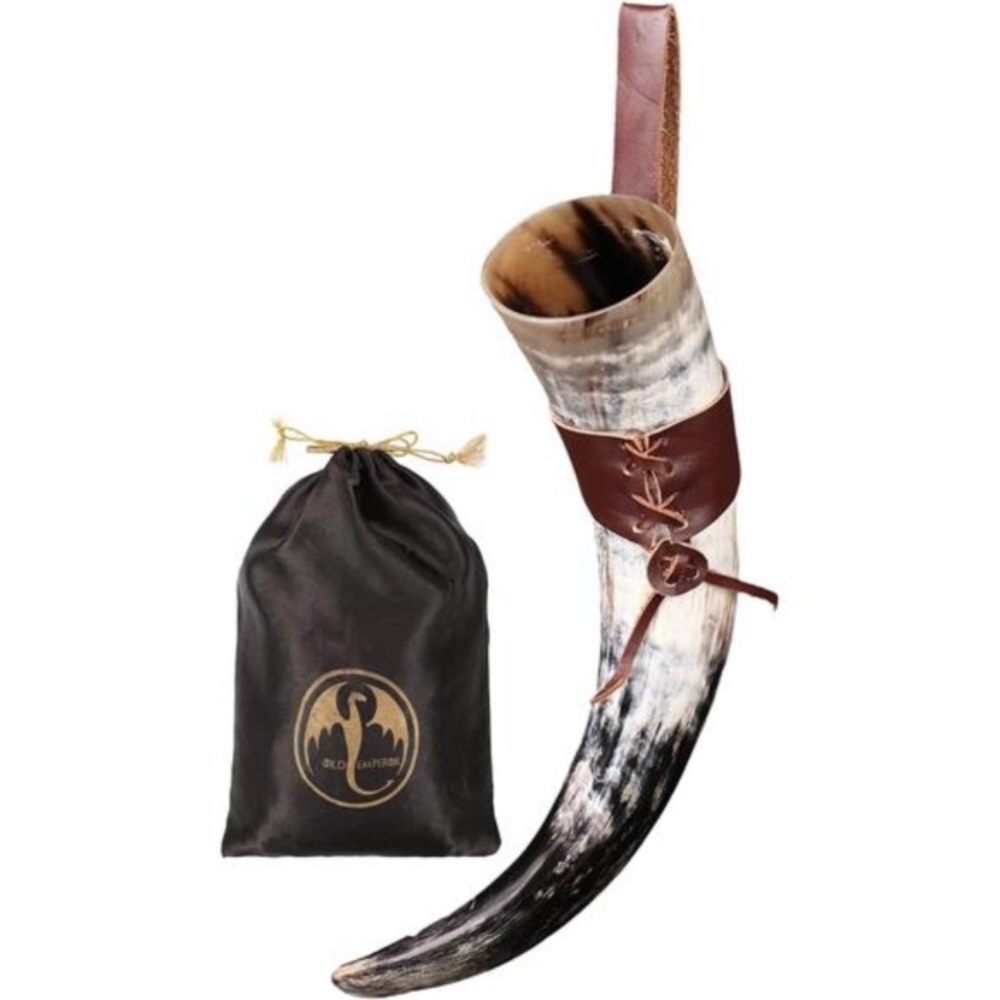 Viking Drinking Horn - 12 Inch with Leather Holster | 100% Authentic Handmade